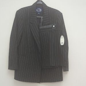Scoop Walmart Womens Black Pinstripe Suit Medium 8/10 Both Skirt Jacket